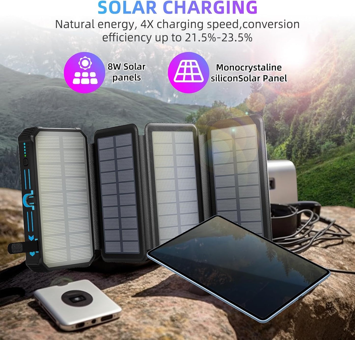 Outdoor Foldable Solar Large Capacity Charger Mobile Power Bank(Free Shipping)