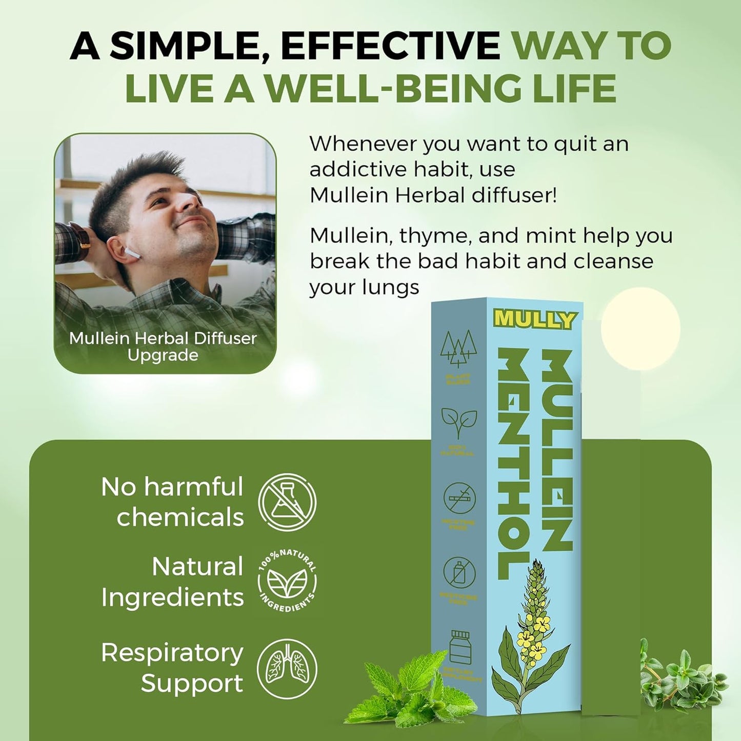 šHot Saleā”Mullein Herbal Diffuser Pen, Thyme and Menthol, Smoking Alternative, Replace Bad Habit's, Menthol Breathe