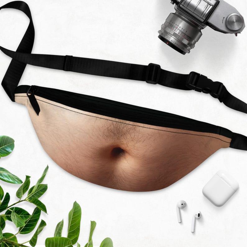 Funny Beer Belly Fanny Pack Bag – Custom Novelty Waist Bag with Realistic Belly Design, Gag Party & Prank Gift for Men & Women