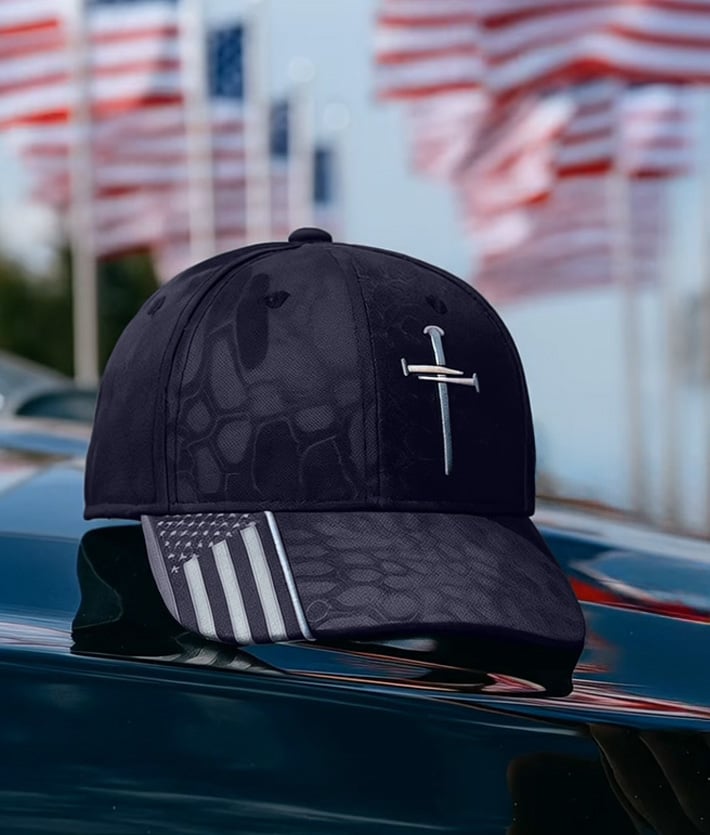 🔥✝️Adjustable Jesus 3 Nail Cross Hat🎁With Free 4" Decal