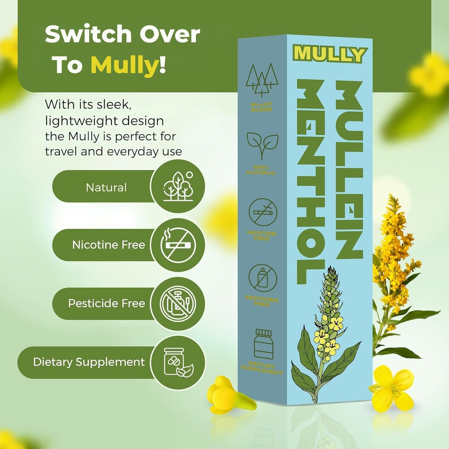 🏆Hot Sale⚡Mullein Herbal Diffuser Pen, Thyme and Menthol, Smoking Alternative, Replace Bad Habit's, Menthol Breathe