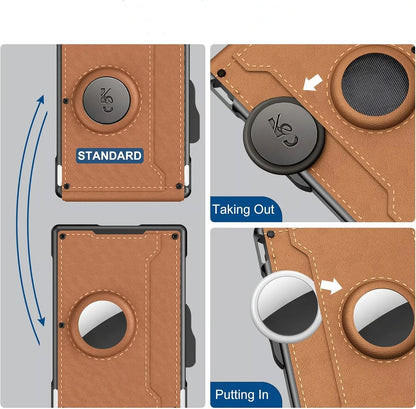 🔥✨Wallet for Men - With Pop Up Aluminum Case Money Clip Slim Leather Slots Credit Card Holder RFID Blocking Bifold Minimalist Wallet